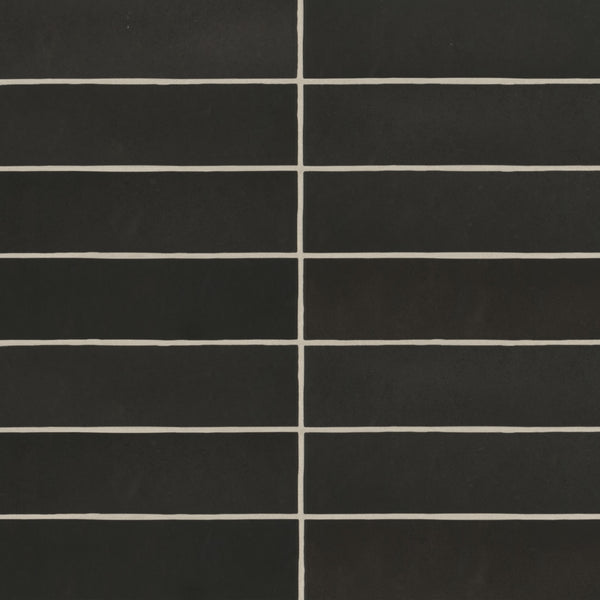 Makoto 2.5" x 10" Matte Ceramic Wall Tile in Kuroi Black