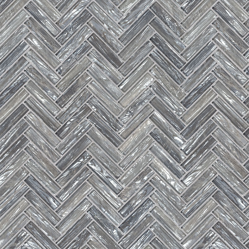 Shimmering Silver Herringbone 8mm