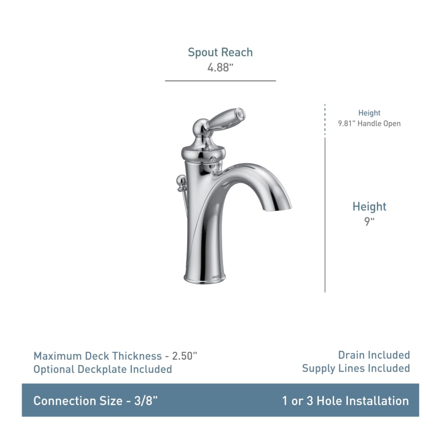 Single Handle Single Hole Bathroom Faucet from the Brantford Collection (Valve Included)