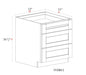Vanity Drawer Base Cabinet - 12"W x 34- 1/2"H x 21"D- 3DRW