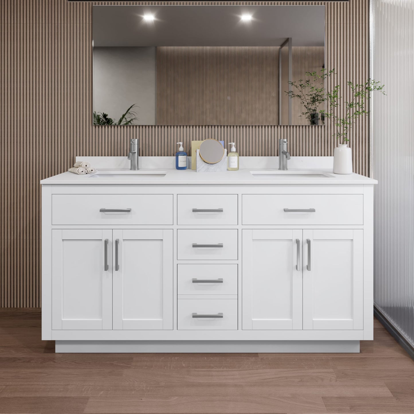 Beckett Double Bathroom Vanity with Toe Kick - 66W x 35H x 22D