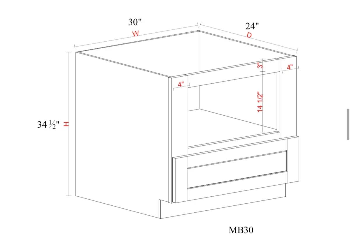 Microwave Base Cabinet- 30"W x 34- 1/2"H x 24"D