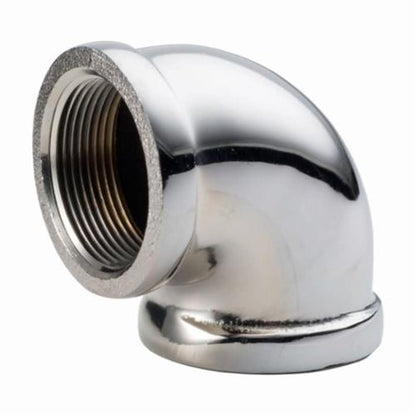 90 deg Elbow, 3/4 in, FNPT, Brass, Polished Chrome