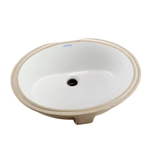 Luxoval™ Under Mount Lavatory Sink, ADA, 19 x 15 x 8-1/4 in, Vitreous China, White