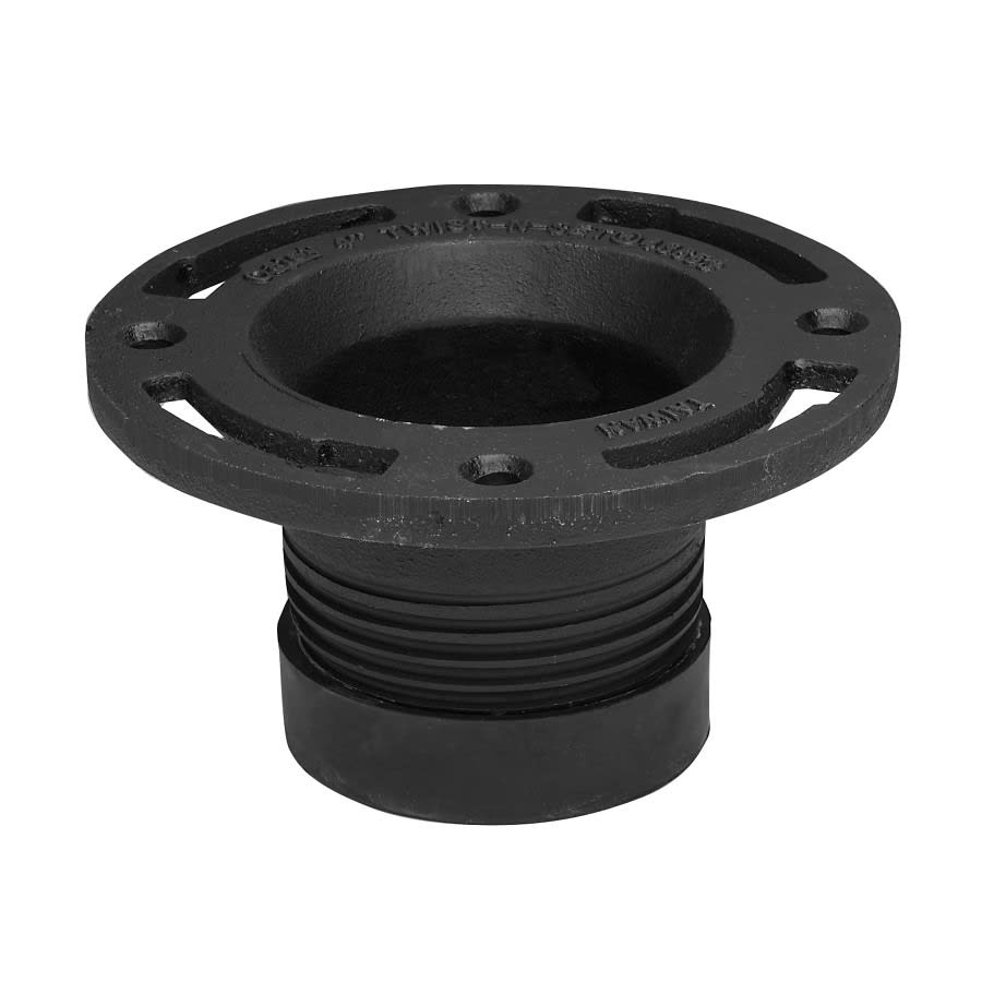Closet Flange, 4 in, Twist Set, 6-11/16 in OD, Cast Iron, Black