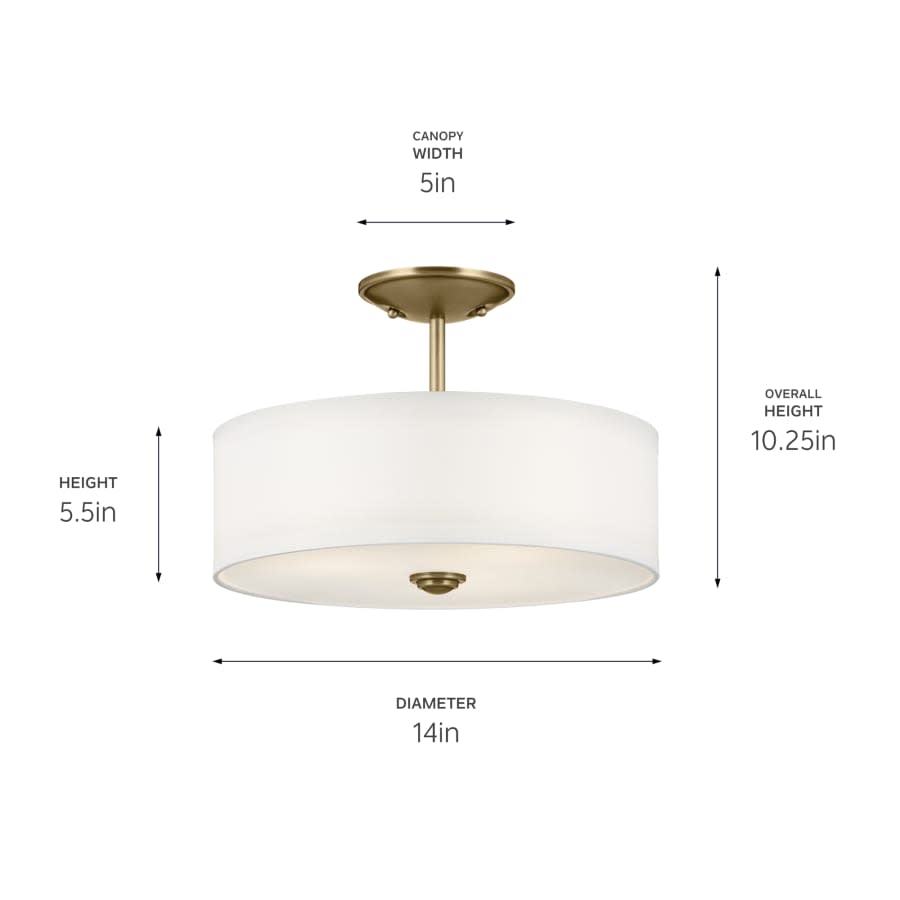 Shailene 3 Light 14" Wide Semi-Flush Drum Ceiling Fixture