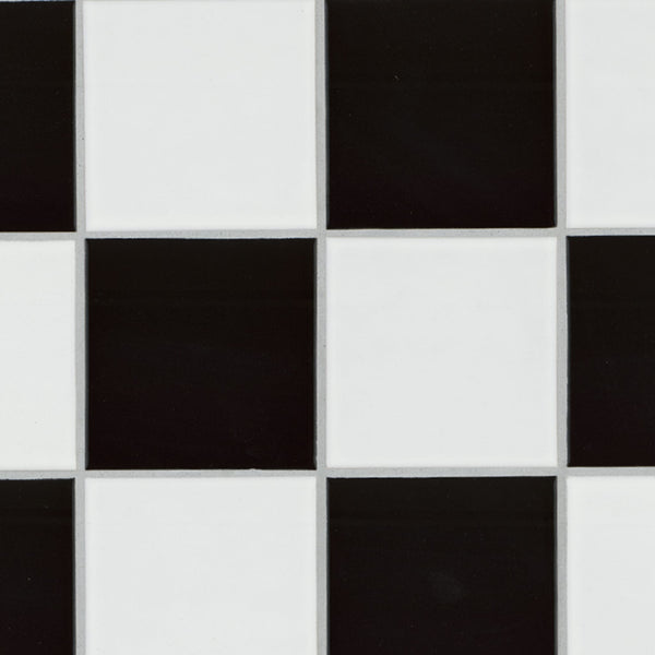 White and Black 4" Checkered Matte