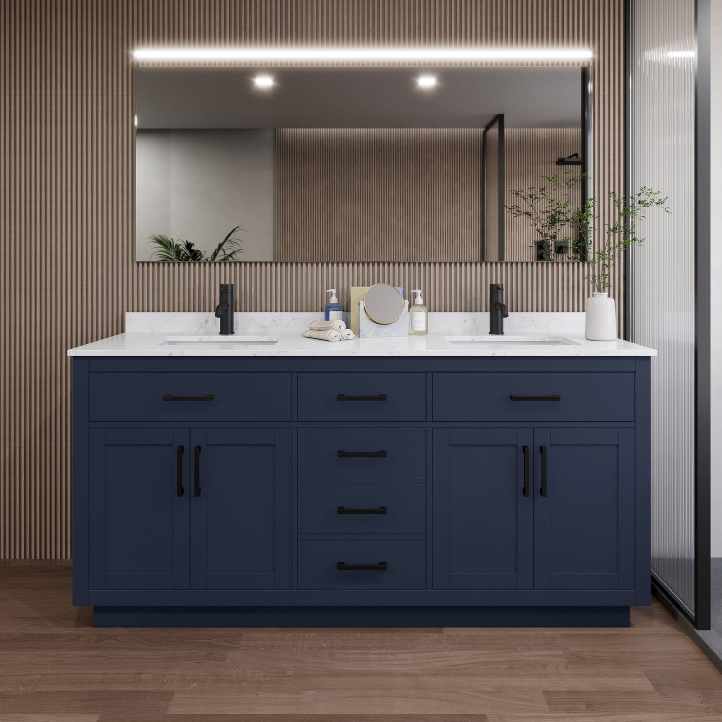 Beckett Double Bathroom Vanity with Toe Kick - 72W x 35H x 22D