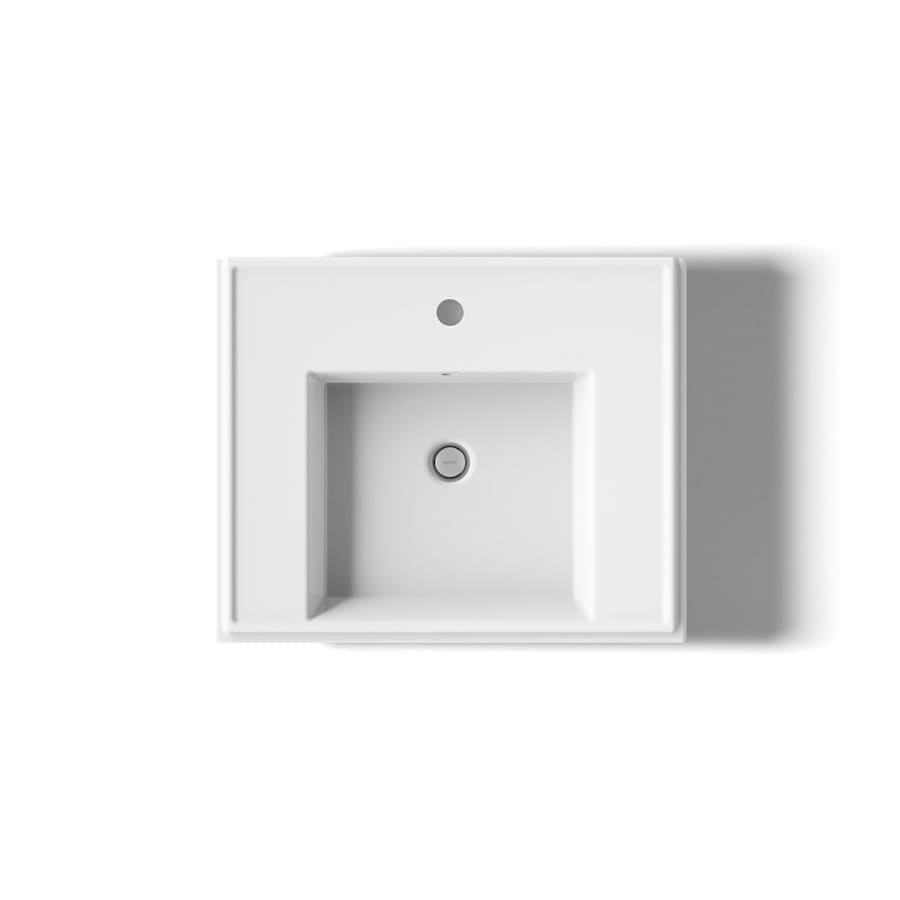 Tresham 24" Pedestal Fireclay Bathroom Sink with Single Faucet Hole Drilled and Overflow - Less Drain Assembly