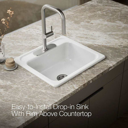 Mayfield 25" Single Basin Top-Mount Enameled Cast-Iron Kitchen Sink