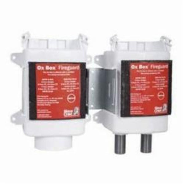 OxBox™ Fire-Rated Washing Machine Outlet Box With MiniRester™ Arresters and Plain Valve, 1/2 in, Female C x 3/4 in, Male Hose Thread Outlet, ABS