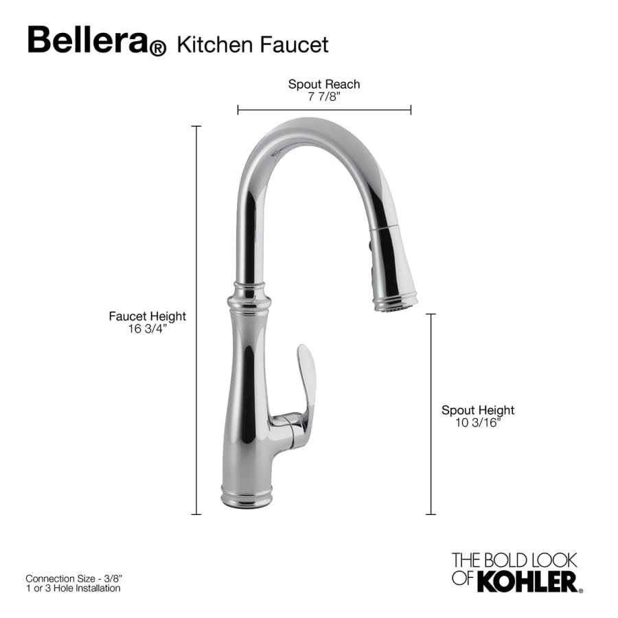 Bellera Pull-Down Kitchen Faucet with DockNetik Secure Docking System and Pull-Down 3-Function Sprayhead Featuring Sweep Spray Technology