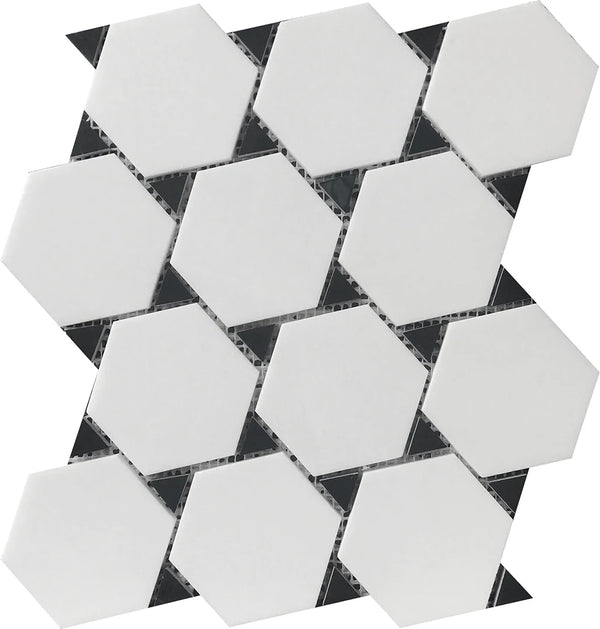 THASSOS & NERO MARQUINA DOT 11X12 MOSAIC