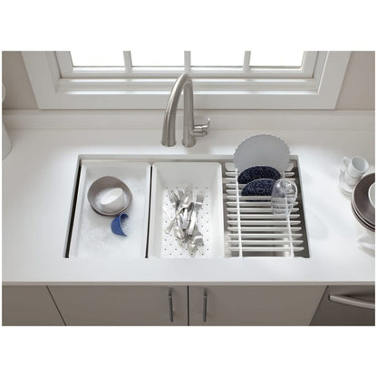 Prolific 33" Workstation Single Basin Undermount Kitchen Sink with Silent Shield Technology and Accessories Included