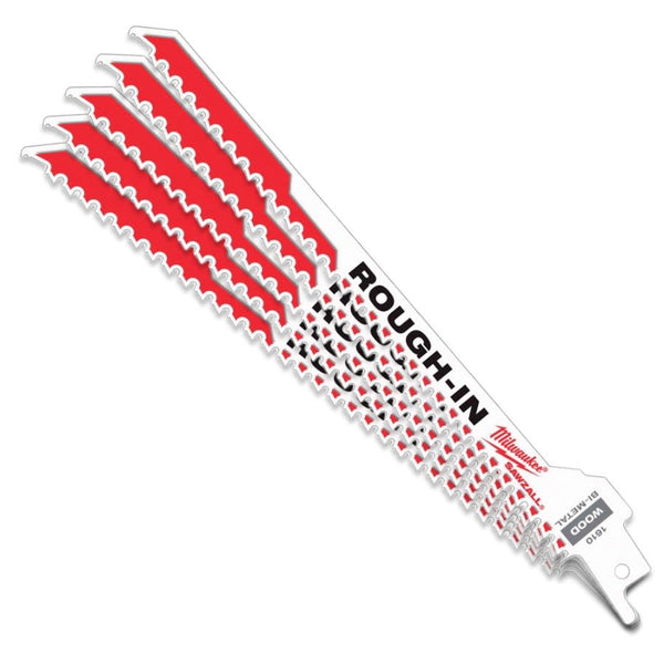 SAWZALL® Rough-In Reciprocating Saw Blade, 7 in L, 5 tpi, 0.062 in THK, 5-Pack