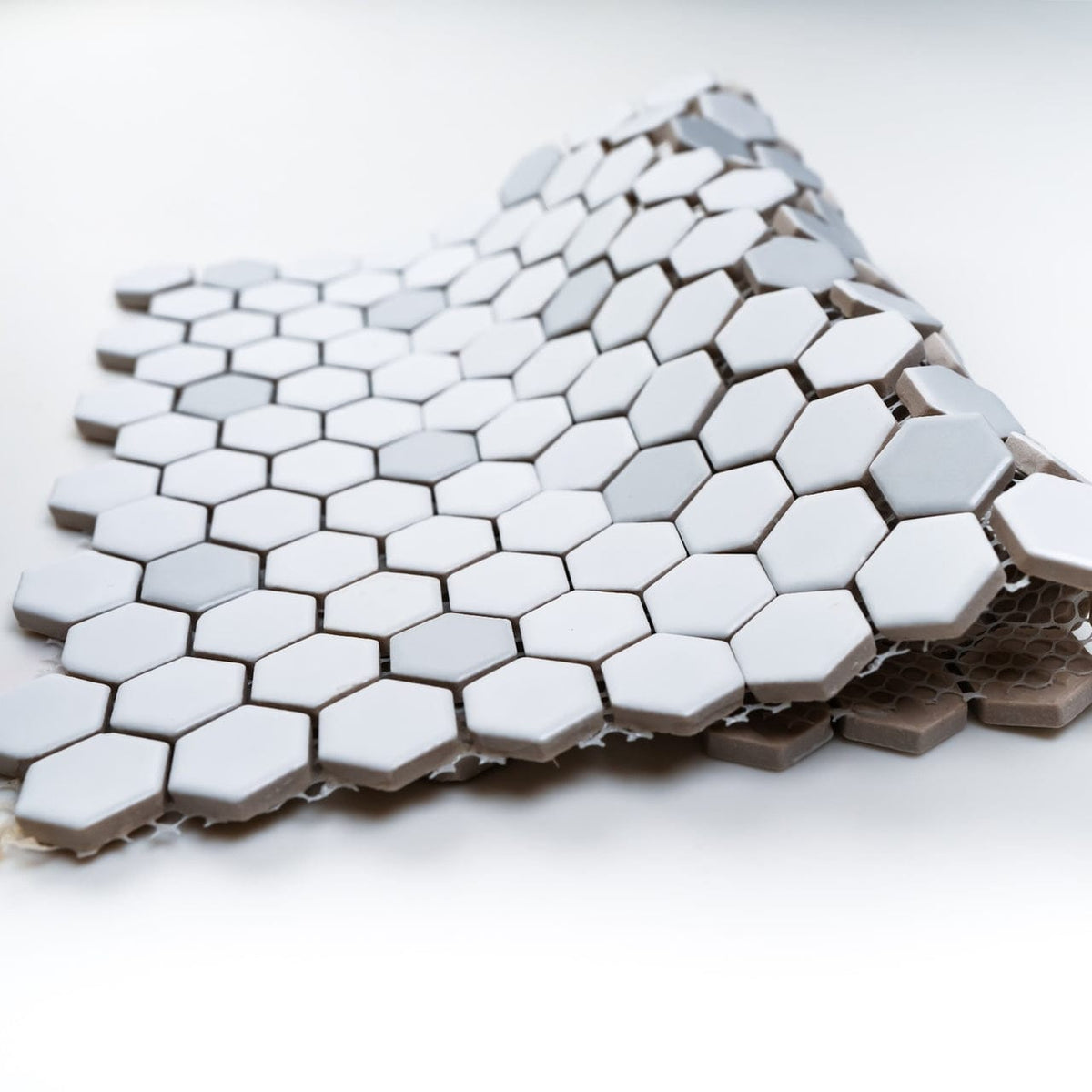 1x1 White and Grey Hexagon