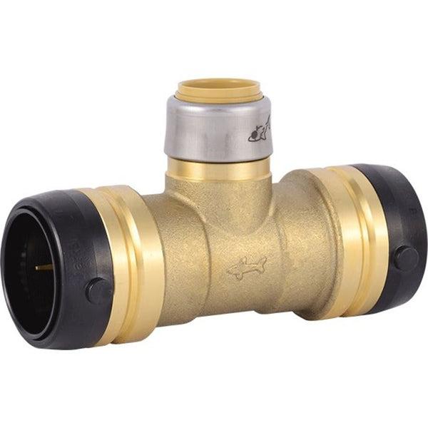 Tee, 1-1/4 x 3/4 in, Push, Brass