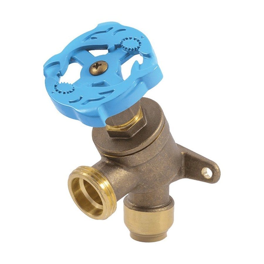 Garden Valve, 1/2 in Inlet, Push, Rough Brass