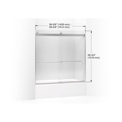 Levity 59-3/4" High x 59-5/8" Wide Sliding Frameless Tub Door with Clear Glass