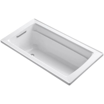 Archer Collection 60" Drop In Soaker Bath Tub with Armrests, Lumbar Support and Reversible Drain