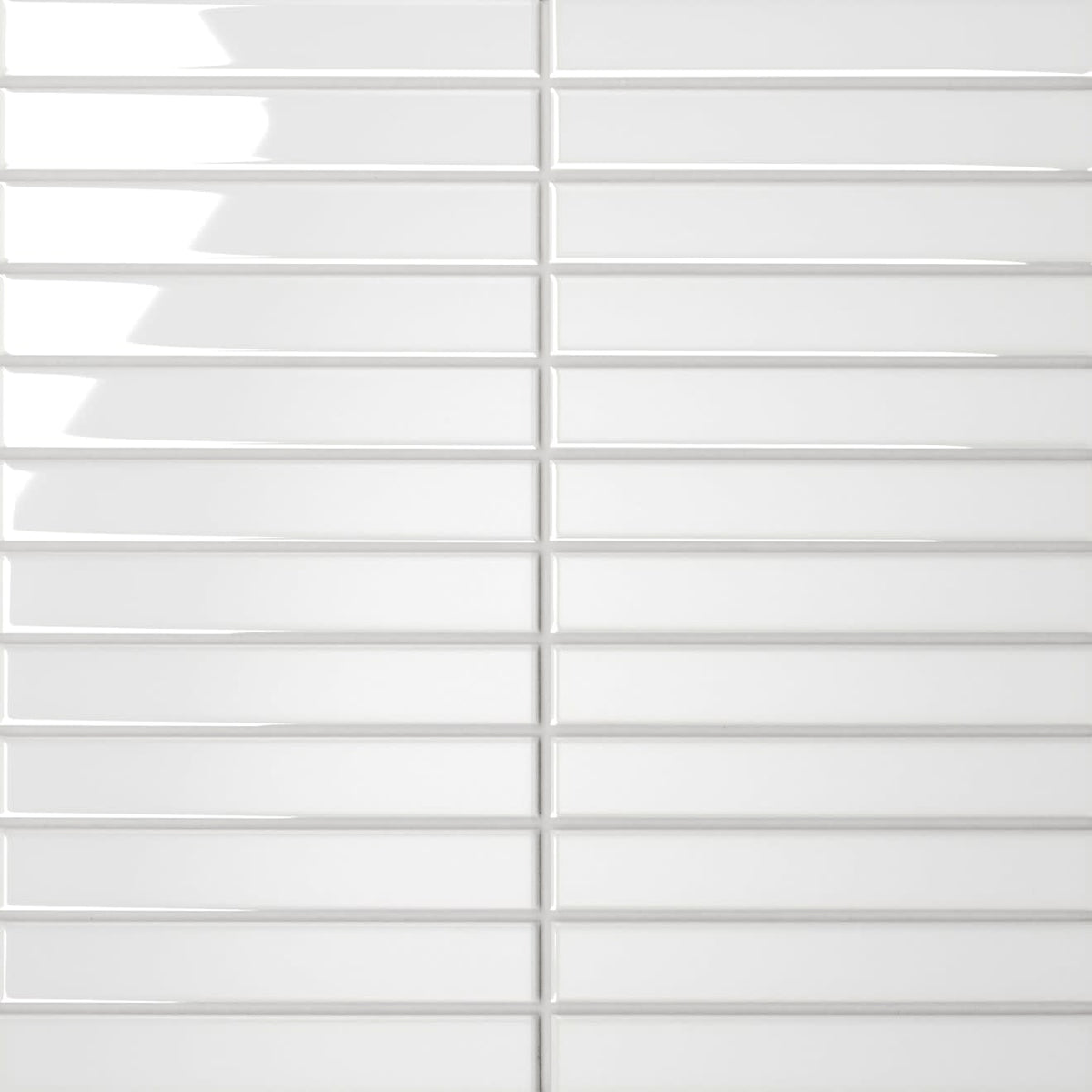 Le Cafe White 1x6 Straight Stack Mosaic Gloss