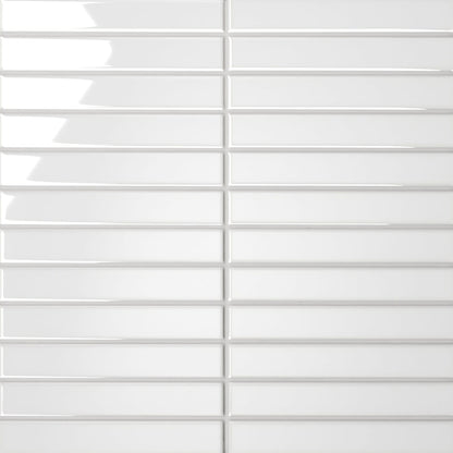 Le Cafe White 1x6 Straight Stack Mosaic Gloss