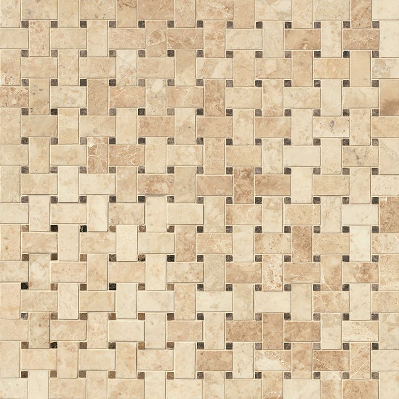 Crema Cappuccino Basketweave Pattern Polished