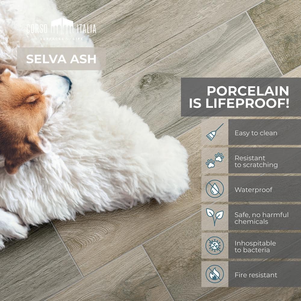 Selva Ash 8 in. x 40 in. Wood Look Porcelain Floor and Wall Tile (12.92 sq. ft./Case)