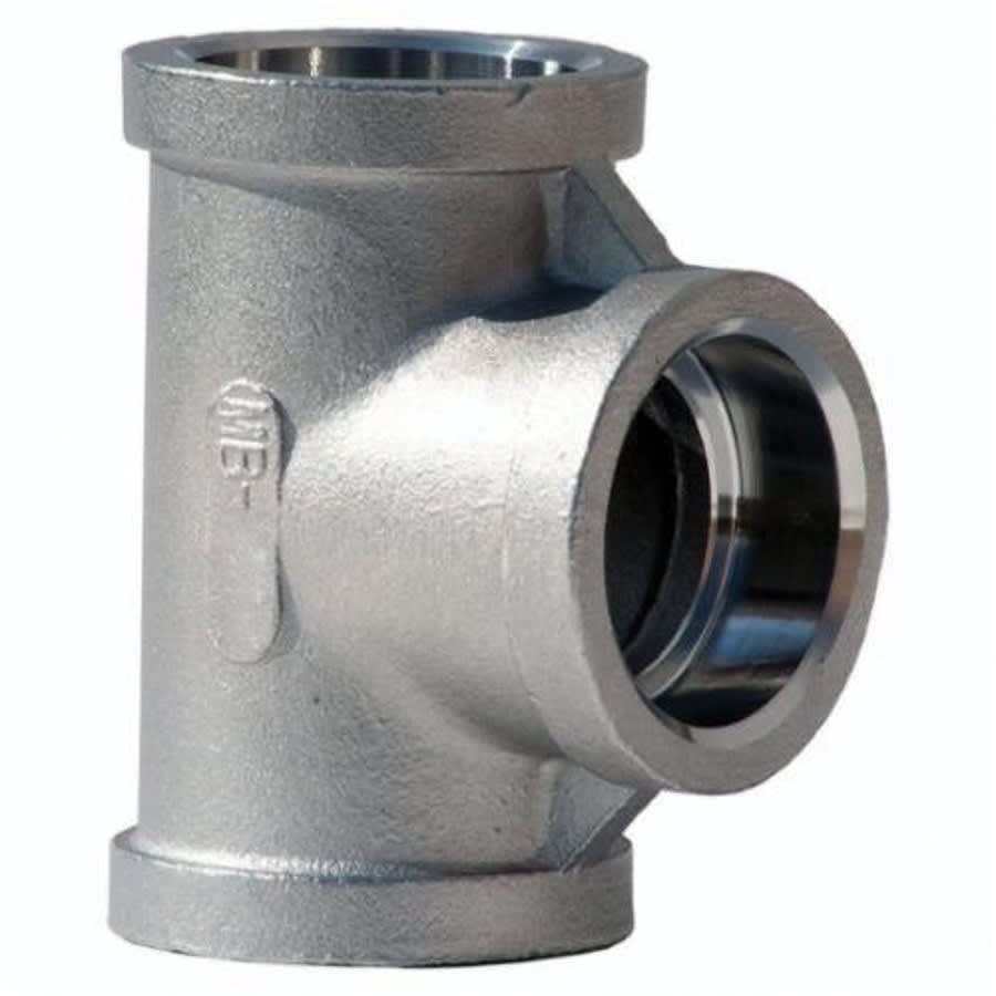 Tee, 1-1/2 in, Socket Weld, 304/304L Stainless Steel, 150 lb
