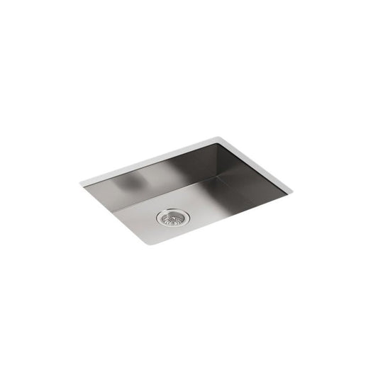 Vault™ Single Bowl Kitchen Sink, Top/Under Mount, ADA, 25 x 22 in, 6-5/16 in Bowl Depth, 4-Hole, 18 ga Satin Steel, Stainless