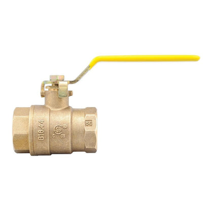 2-Piece Ball Valve, 2-1/2 in, FNPT, Full Port, Brass Ball, Brass