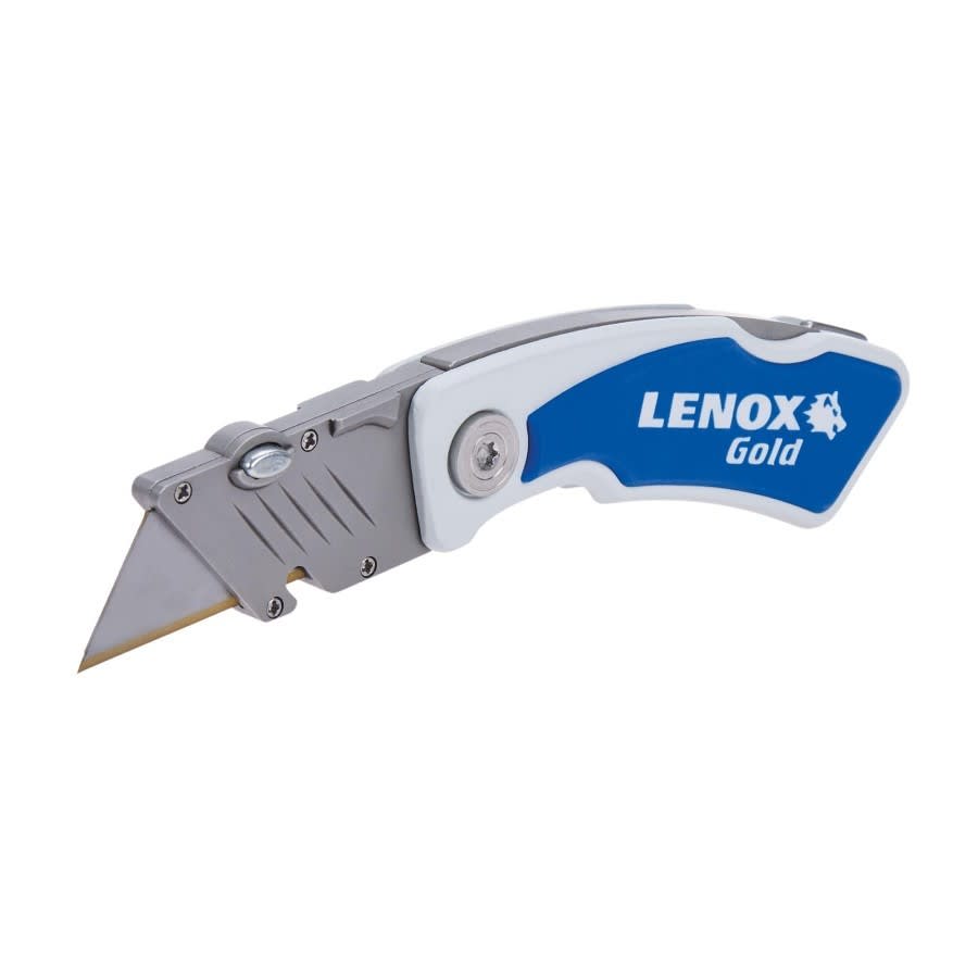 Lockable Utility Knife, 1-1/8 in W Trapezoid Blade, Bi-Metal Blade, 1 Blade Included