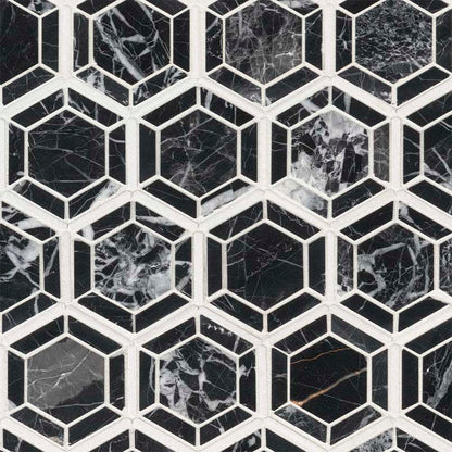 Hexagono Nero Hexagon Mosaic Tile