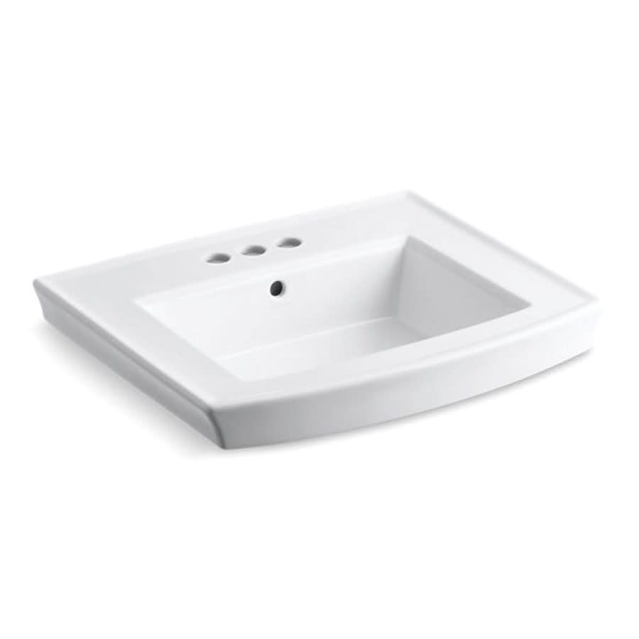 Archer® Wall/Pedestal Mount Lavatory Sink, 24 x 20-1/2 x 7-7/8 in, Vitreous China, White