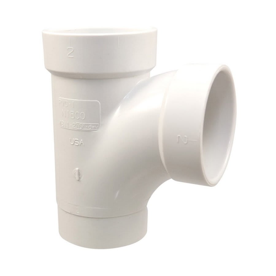 Street Sanitary Tee, 2 x 1-1/2 x 2 in, Spigot x Hub x Hub, DWV, PVC
