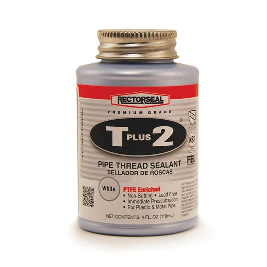 T Plus 2® Pipe Thread Sealant, 0.25 pt Can, Paste Form, White