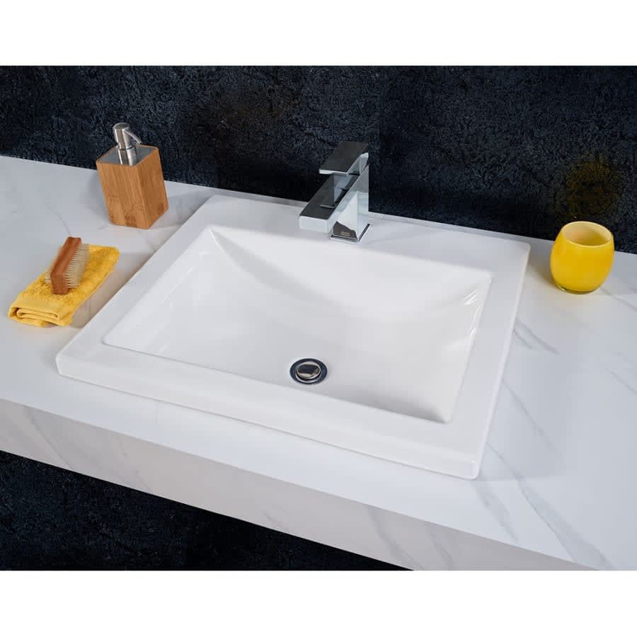 21-1/4" Drop-In Bathroom Sink with 1 Hole Drilled and Overflow