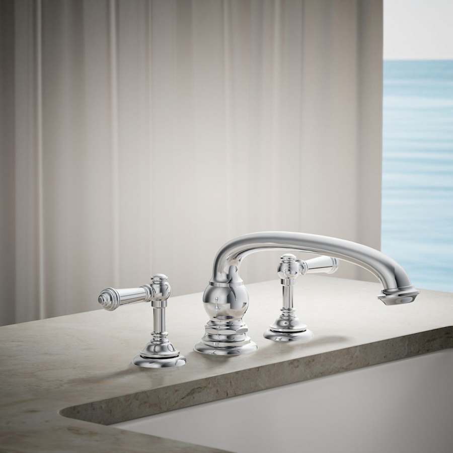 Artifacts Deck-Mount Bath Faucet Handle Trim with Lever Design