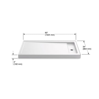 Bellwether 60" x 34" Single Threshold Shower Base with Recessed Right Drain