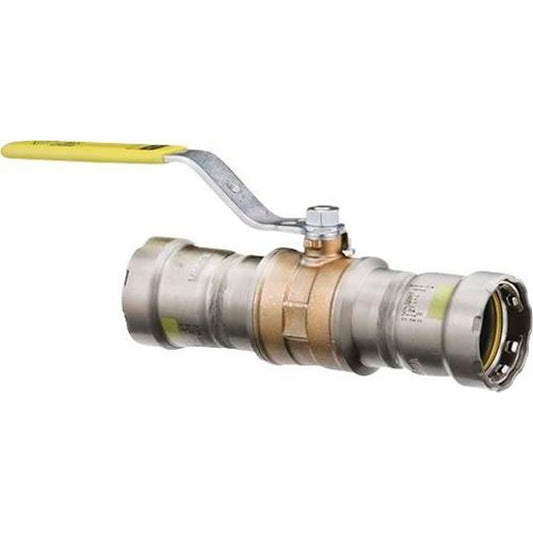 1-Piece Ball Valve, 2 in, Press, Full Port, Stainless Steel Ball, Bronze