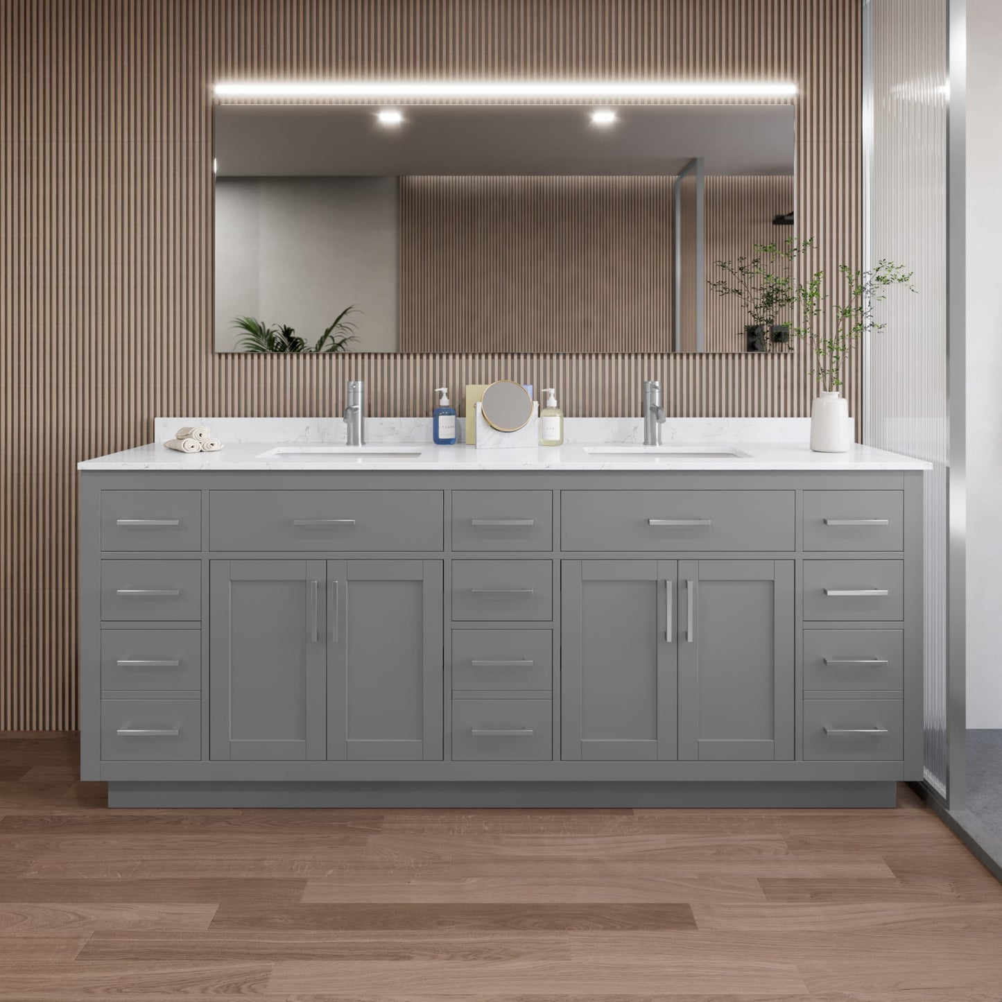 Beckett Double Bathroom Vanity with Toe Kick - 84W x 35H x 22D