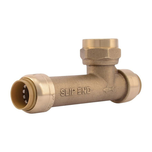 Tee, 1/2 in, Push x FNPT, Brass