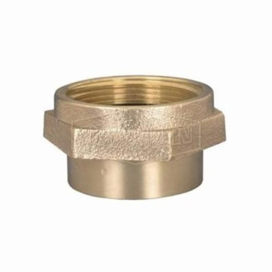 Double Hex Female Nipple, 1-1/2 in, Brass, FNPT x Female NST (NH)
