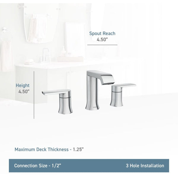 Genta 1.2 GPM Widespread Bathroom Faucet with Lift Rod Drain Assembly and Duralock Technology