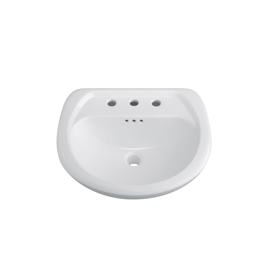 Lisbon Valley 20-1/4" Oval Vitreous China Pedestal Bathroom Sink with Overflow and 3 Faucet Holes at 8" Centers