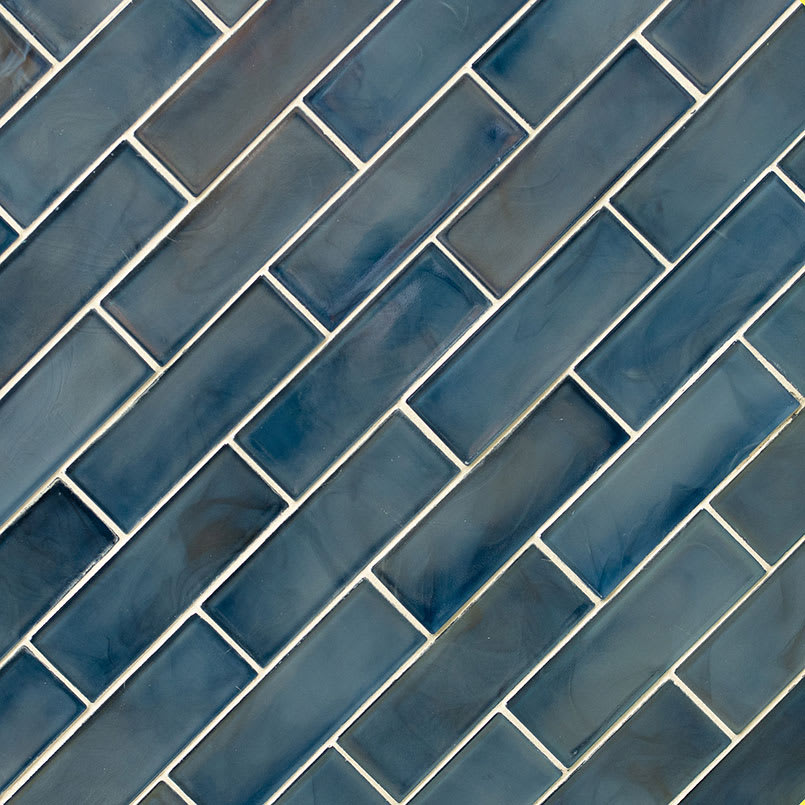 Blue Shimmer Glass Subway Tile