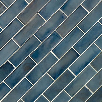 Blue Shimmer Glass Subway Tile