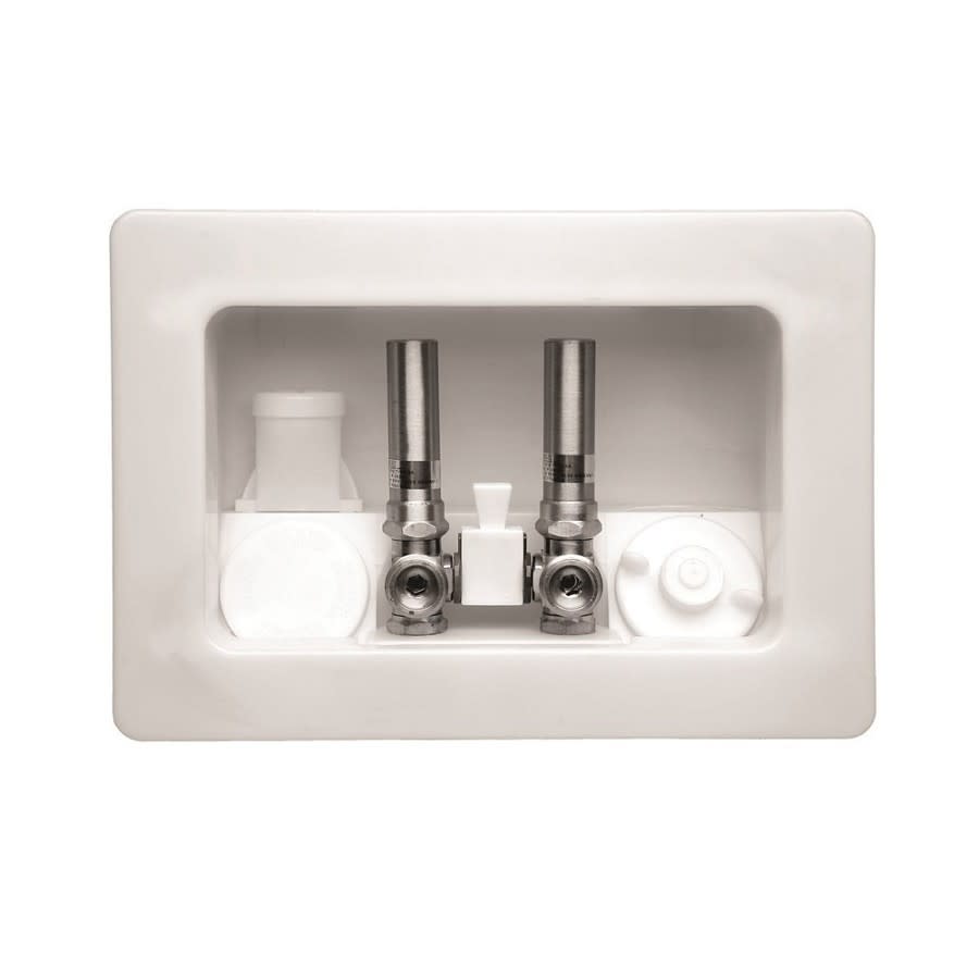 Kahuna™ Assembled Outlet Box With Condensate Hammer Arrester Valves, For Use With Washing Machine, Plastic, White