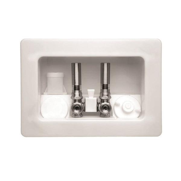 Kahuna™ Assembled Outlet Box With Condensate Hammer Arrester Valves, For Use With Washing Machine, Plastic, White