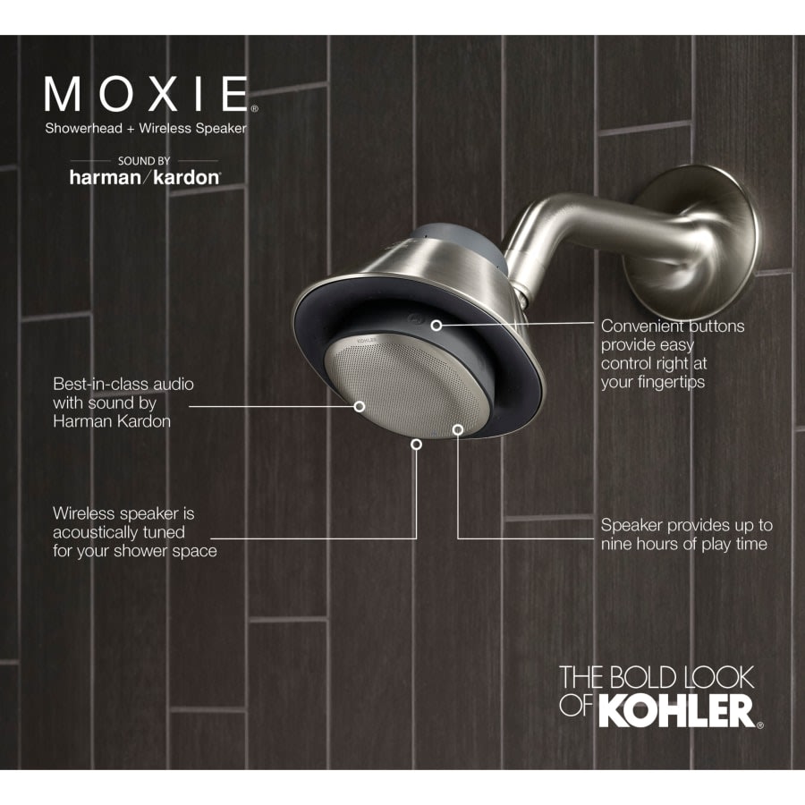 Moxie 2.5 GPM Single Function Shower Head with Bluetooth Technology